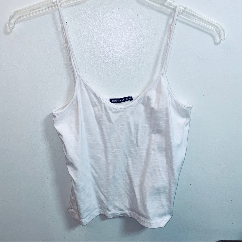 Brandy Melville white cotton spaghetti tank top
